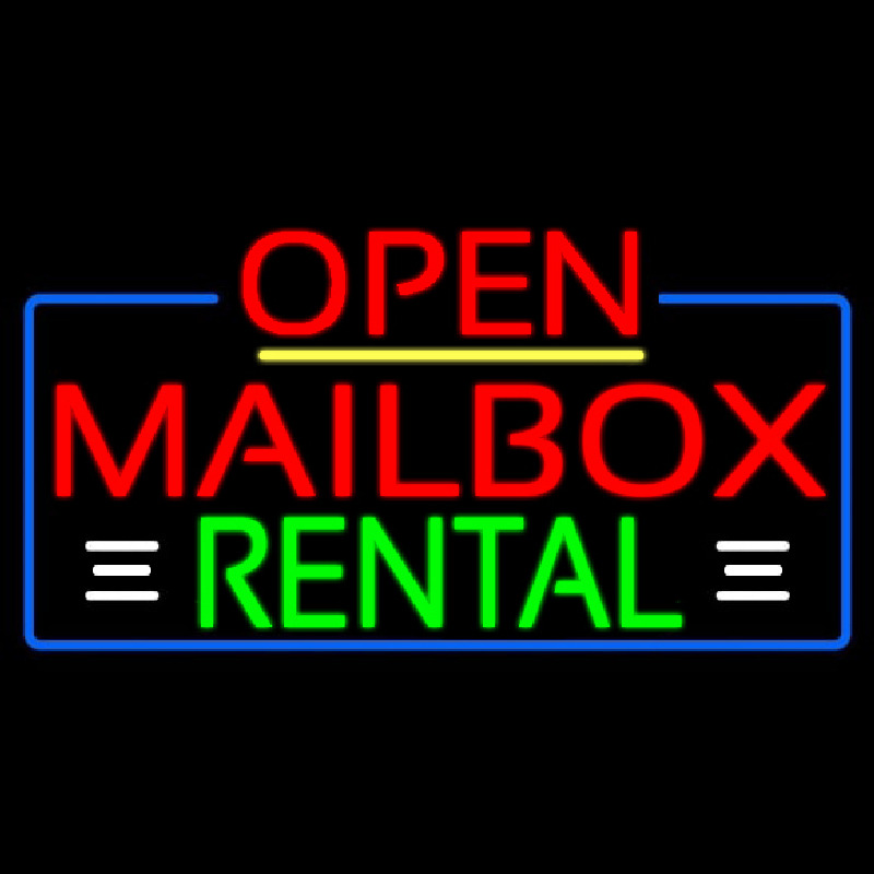 Red Mailbo  Rental With White Line Open 4 Neonreclame