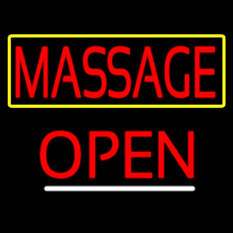 Red Massage With Yellow Border Open Neonreclame