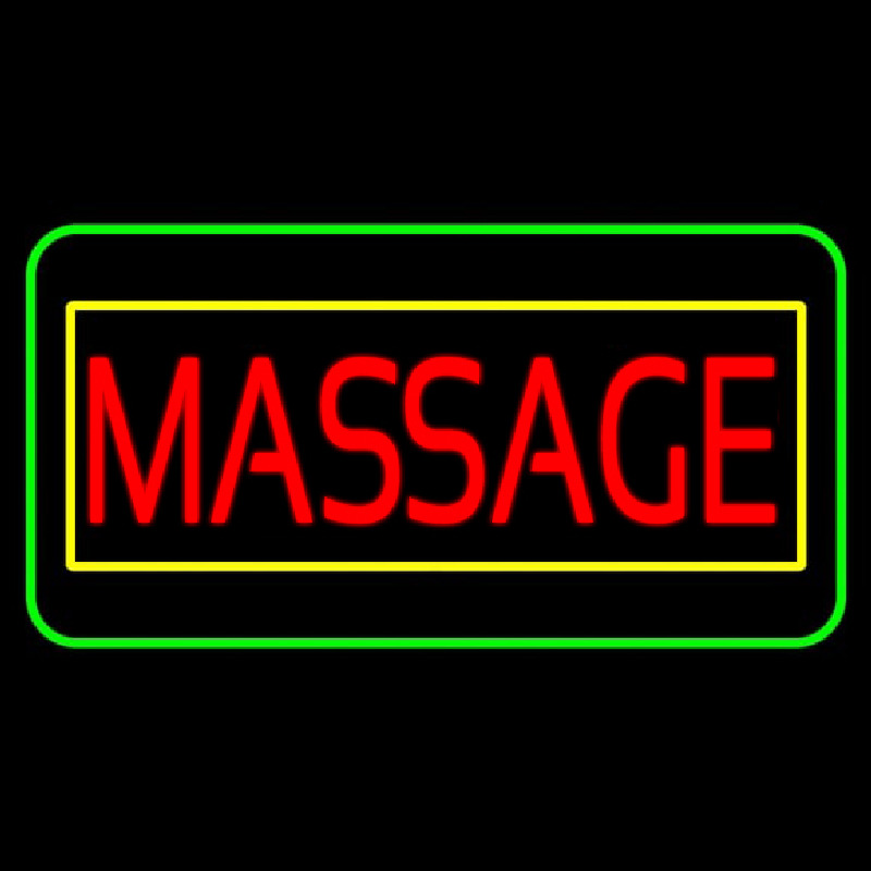 Red Massage Yellow Green Border Neonreclame