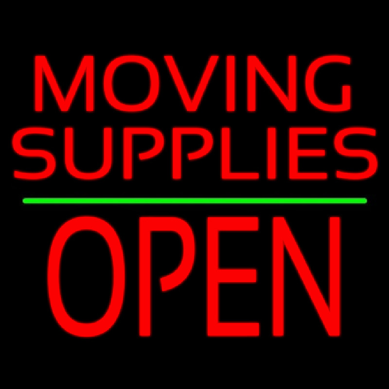 Red Moving Supplies Open Green Line 2 Neonreclame