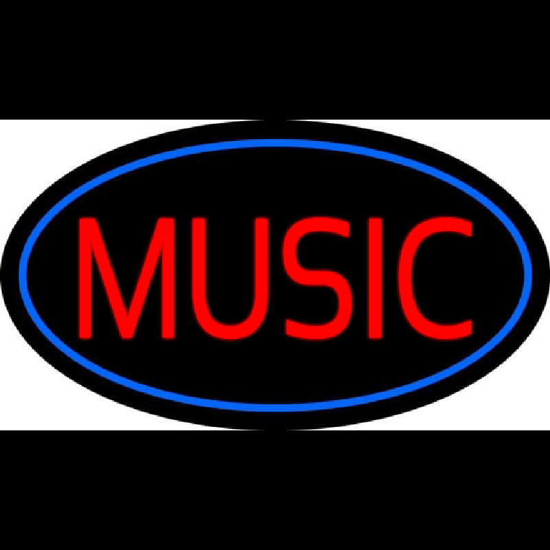 Red Music Blue Oval Neonreclame