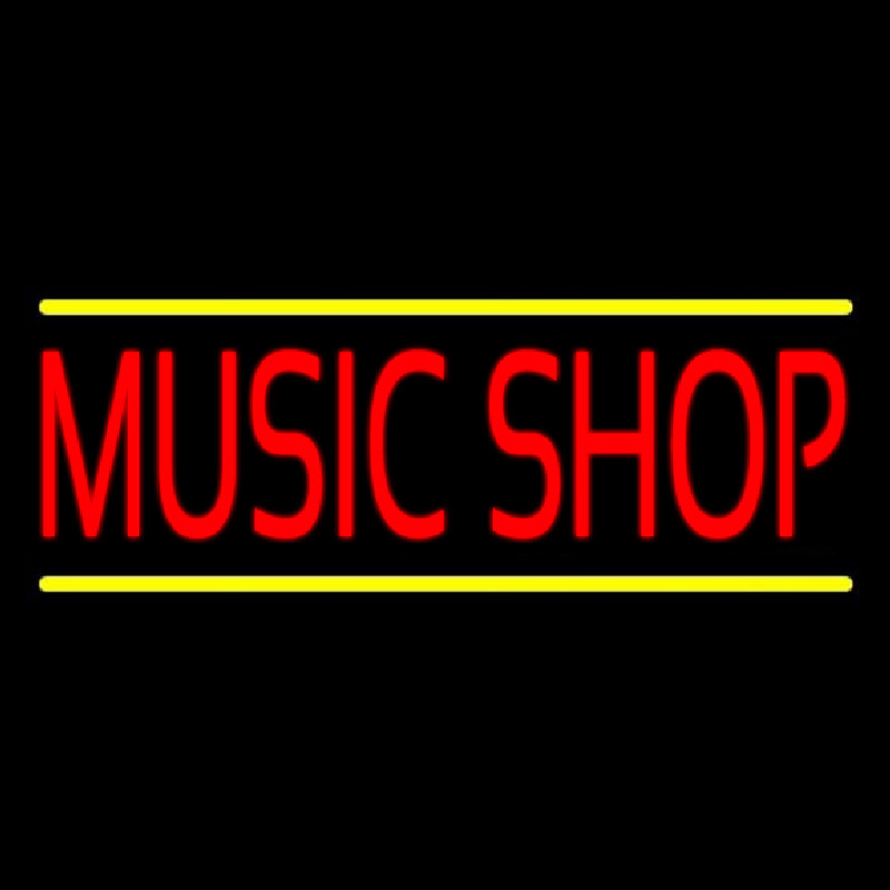 Red Music Shop Yellow Line Neonreclame