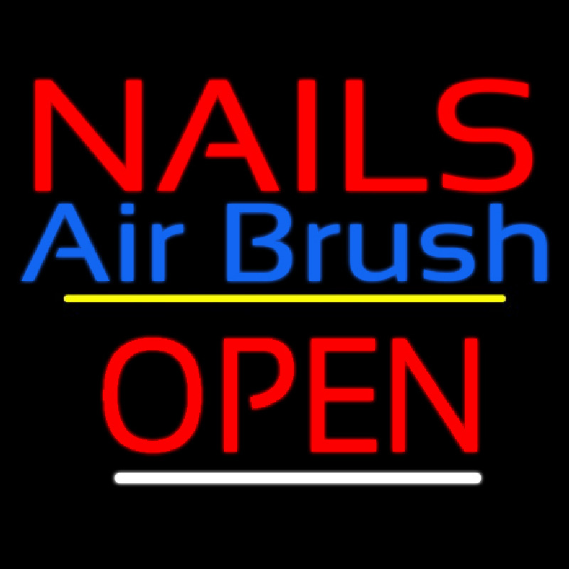 Red Nails Airbrush Open Yellow Line Neonreclame