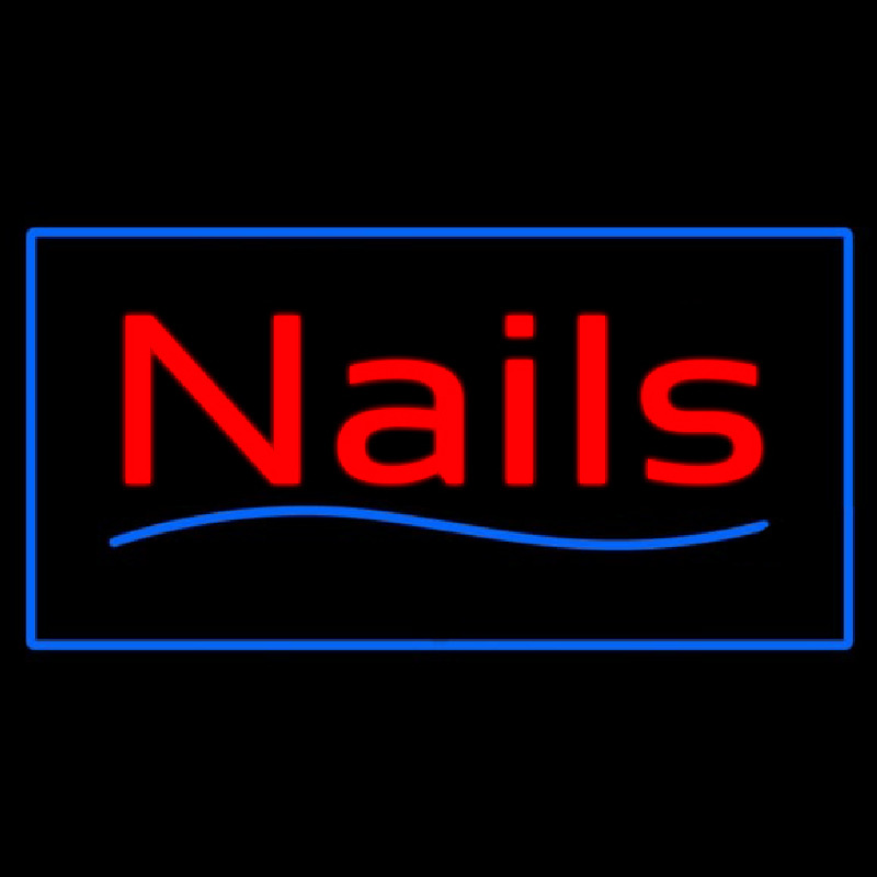 Red Nails Blue Border Neonreclame