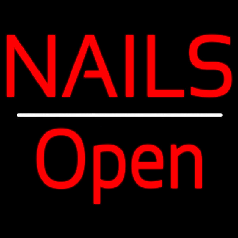 Red Nails Open White Line Neonreclame