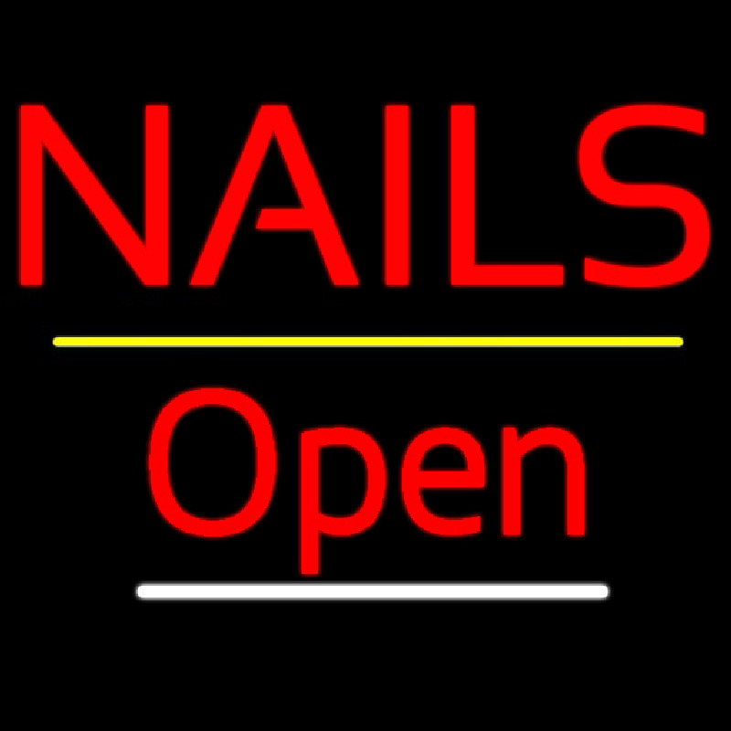 Red Nails Open Yellow Line Neonreclame