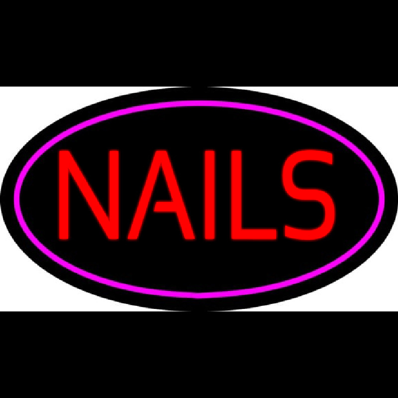 Red Nails Oval Pink Neonreclame