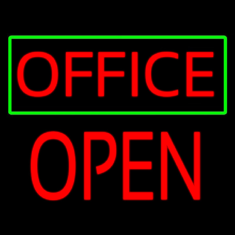 Red Office Green Border Block Open Neonreclame