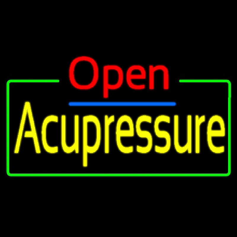 Red Open Acupressure Green Border Neonreclame