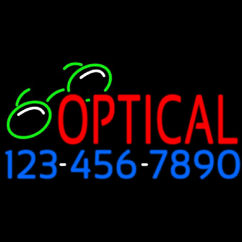 Red Optical With Phone Number Neonreclame