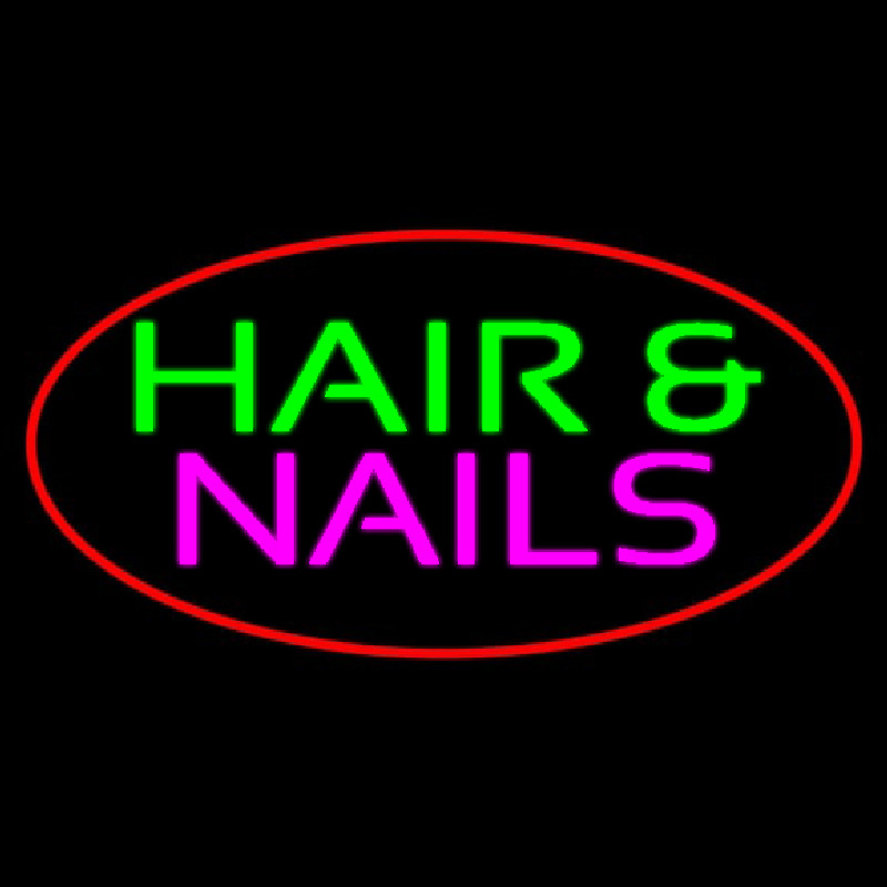 Red Oval Hair And Nails Neonreclame