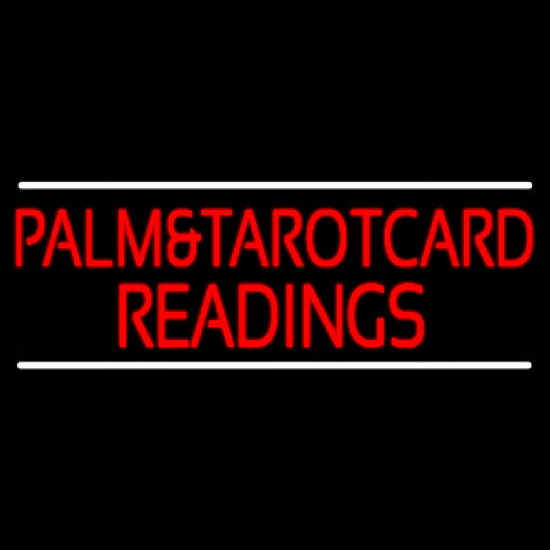 Red Palm And Tarot Card Readings White Line Neonreclame