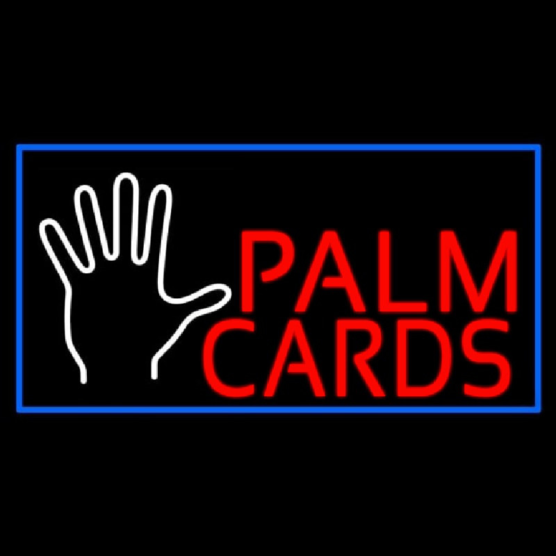 Red Palm Cards Blue Border Neonreclame