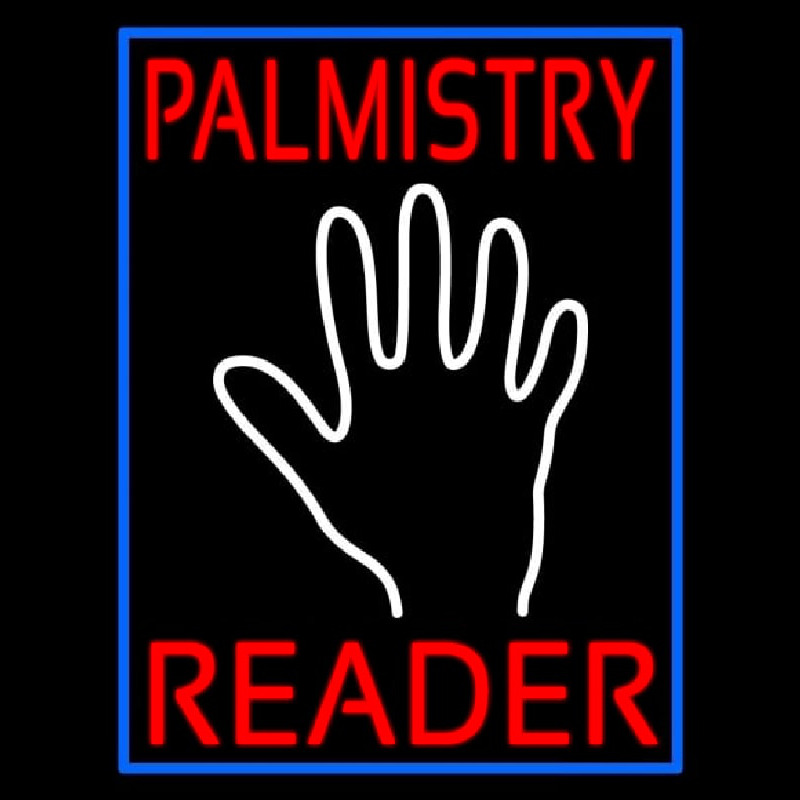 Red Palmistry Reader Blue Border Neonreclame