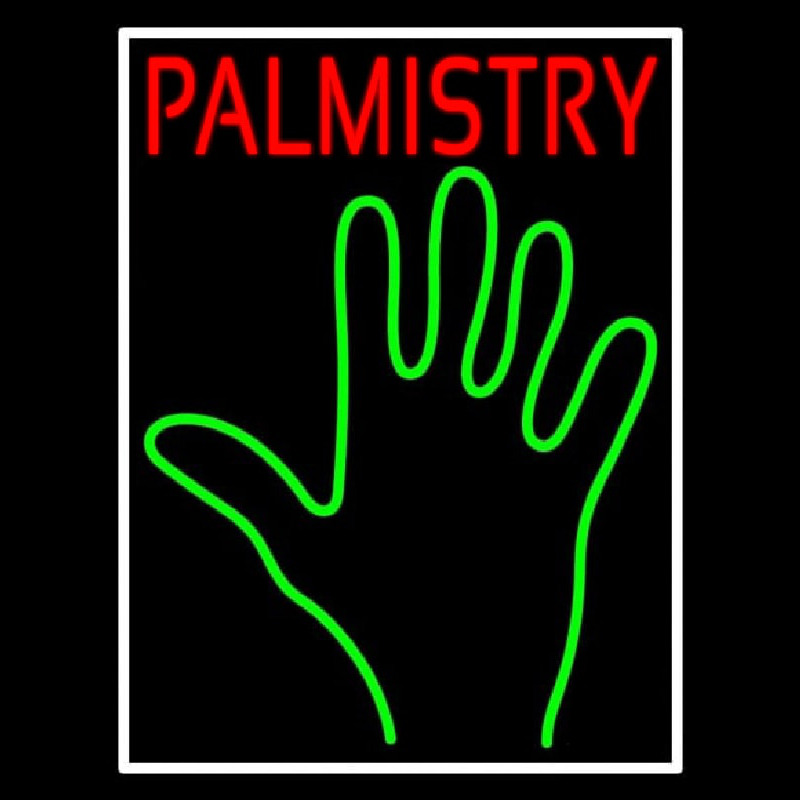 Red Palmistry White Border Neonreclame