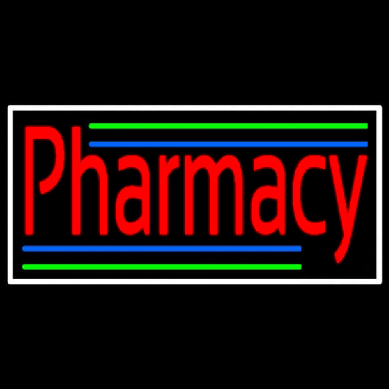 Red Pharmacy White Border Neonreclame