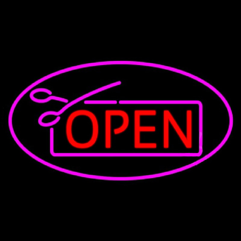 Red Pink Open With Scissor Neonreclame