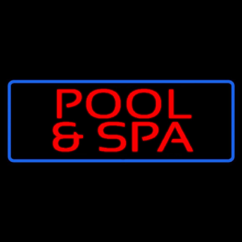 Red Pool And Spa Blue Border Neonreclame