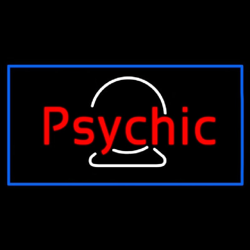 Red Psychic White Crystal Blue Border Neonreclame