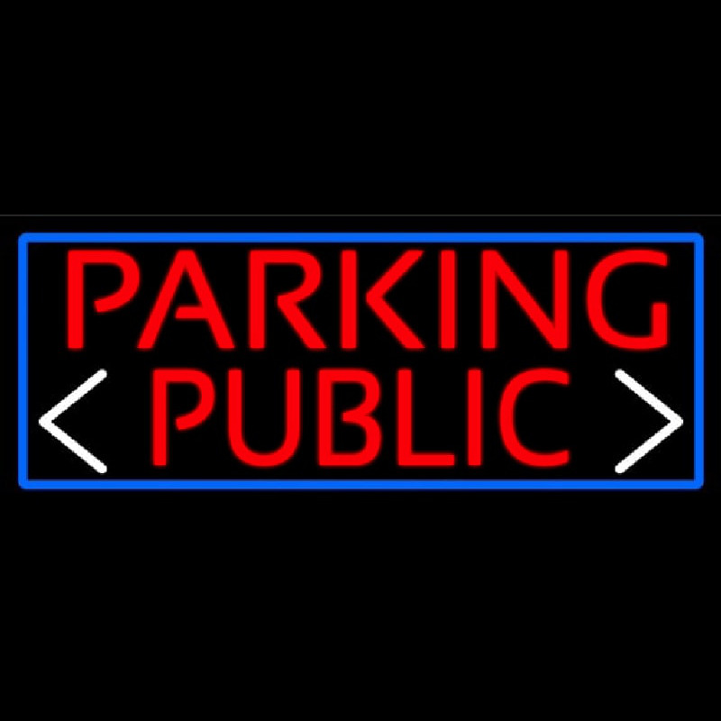 Red Public Parking And Arrow With Blue Border Neonreclame