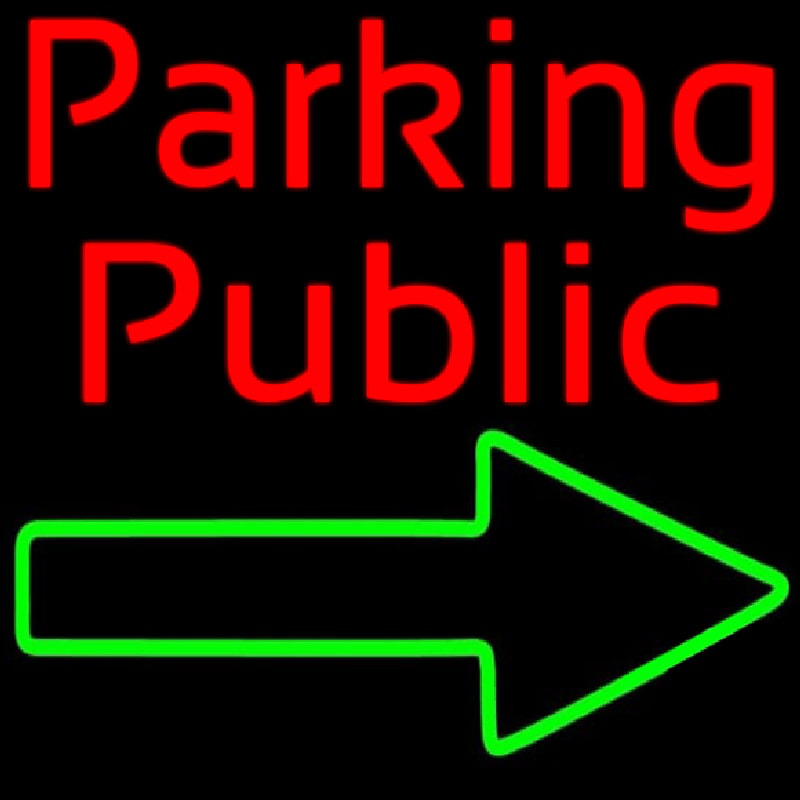 Red Public Parking With Arrow Neonreclame