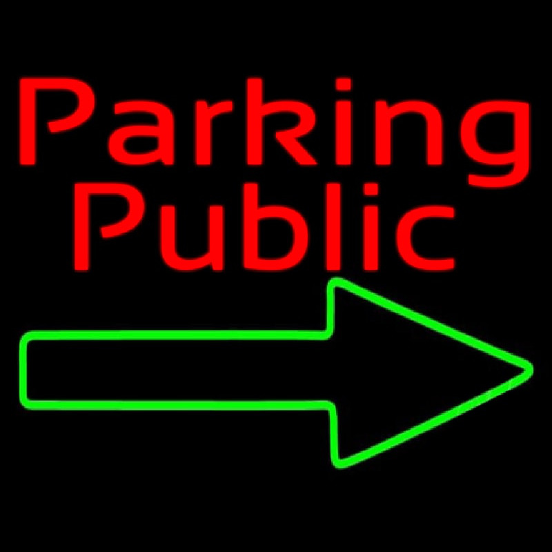 Red Public Parking With Arrow Neonreclame