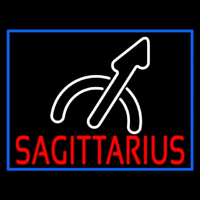 Red Sagittarius White Logo Blue Border Neonreclame