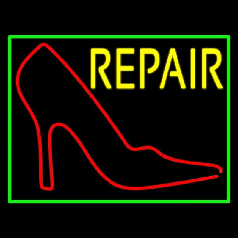 Red Sandal Logo Repair With Border Neonreclame