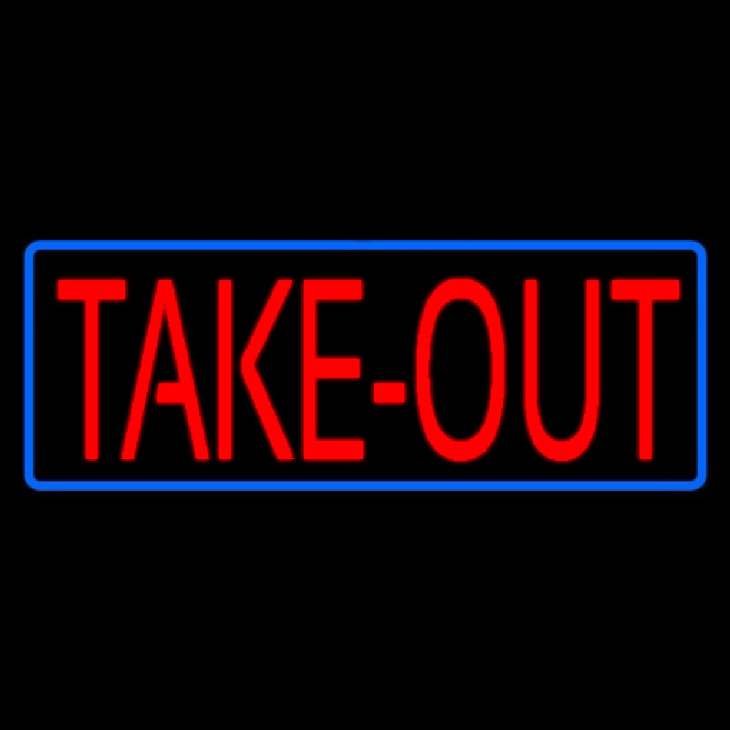 Red Take Out With Blue Border Neonreclame