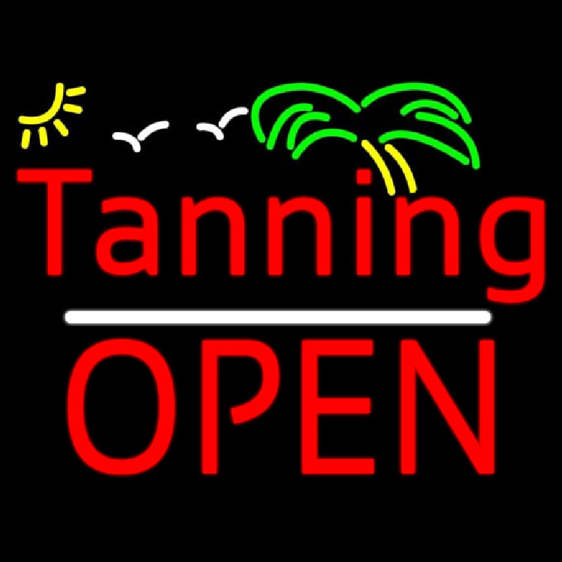 Red Tanning Block Open Neonreclame