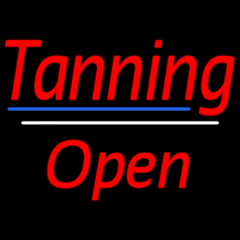 Red Tanning Open Blue White Line Neonreclame