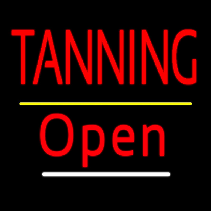 Red Tanning Open Yellow Line Neonreclame