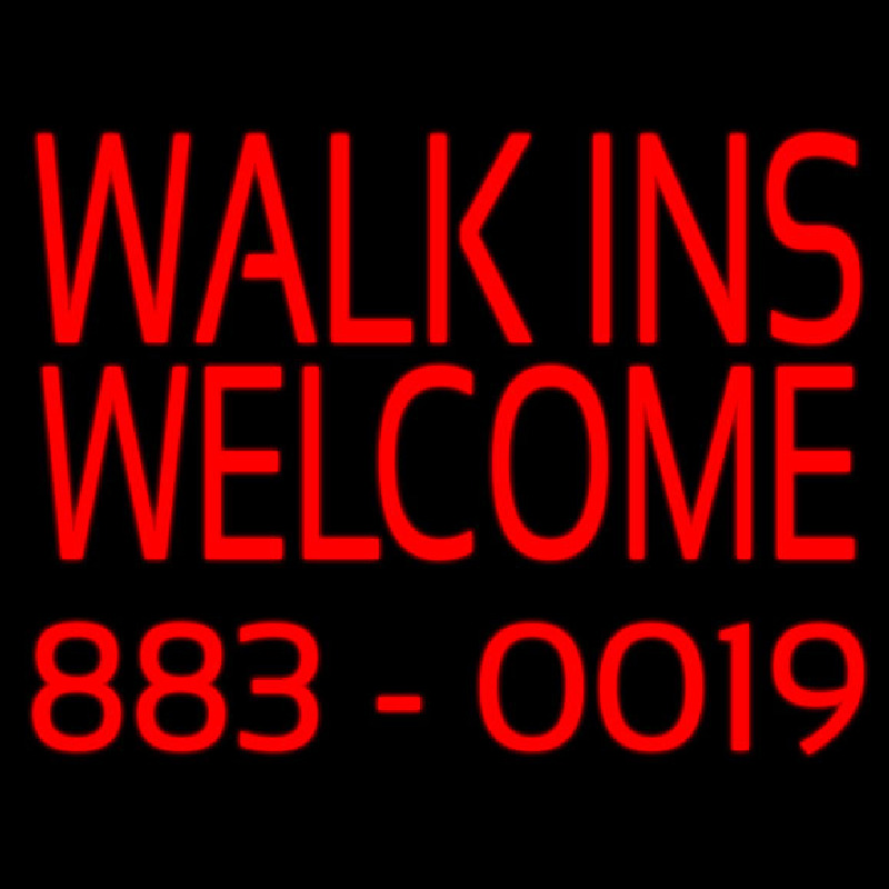 Red Walk Ins Welcome With Phone Number Neonreclame