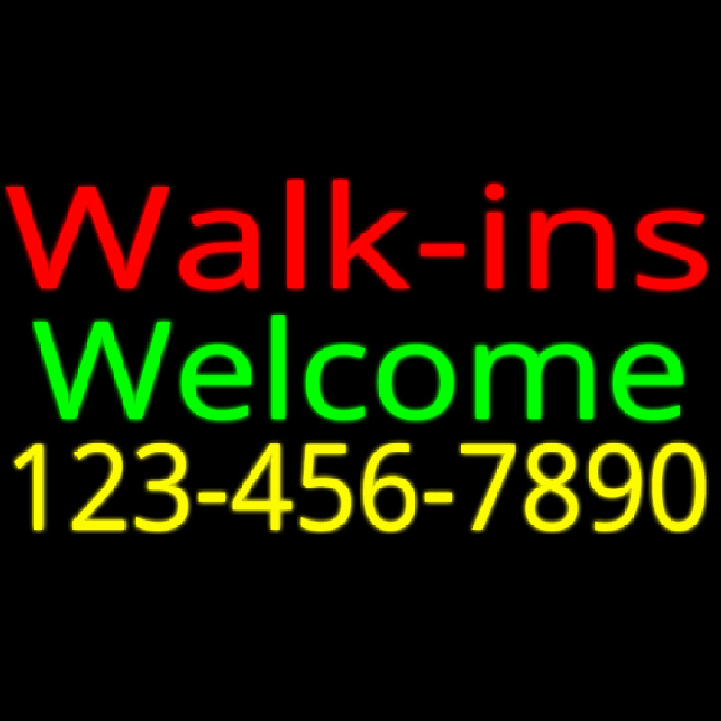 Red Walk Ins Welcome With Phone Number Neonreclame