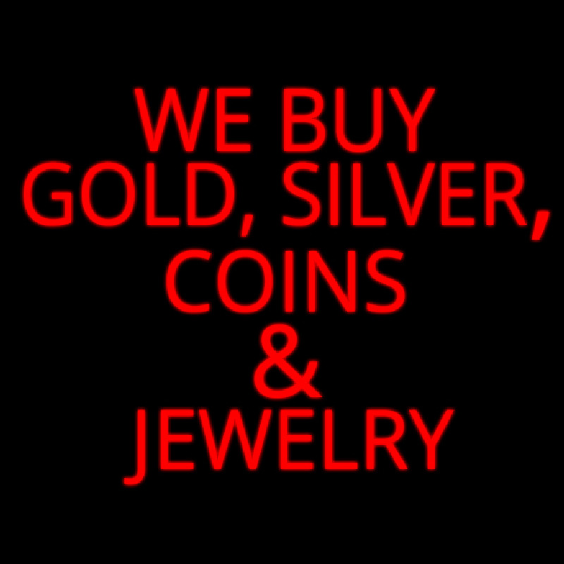 Red We Buy Gold Silver Coins And Jewelry Neonreclame