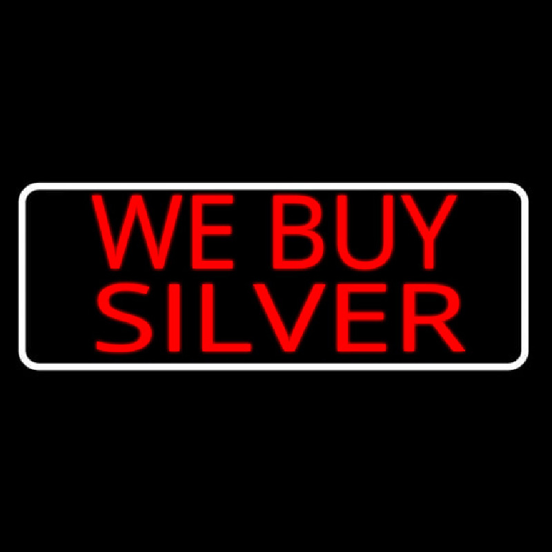 Red We Buy Silver White Border Neonreclame