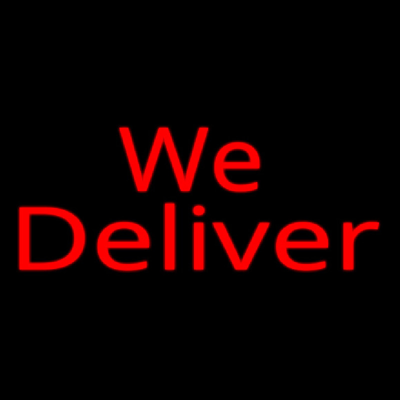 Red We Deliver Cursive Neonreclame