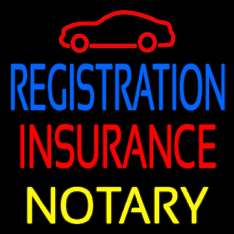 Registration Insurance Notary With Car Logo Neonreclame