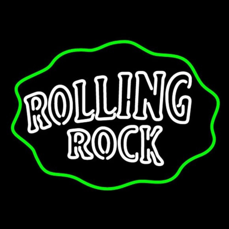 Rolling Rock Double Line Logo With Wavy Circle Beer Sign Neonreclame