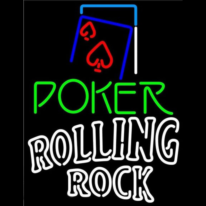 Rolling Rock Green Poker Red Heart Beer Sign Neonreclame