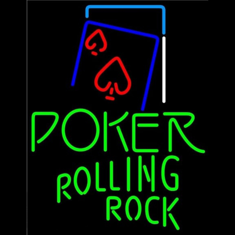 Rolling Rock Green Poker Red Heart Beer Sign Neonreclame