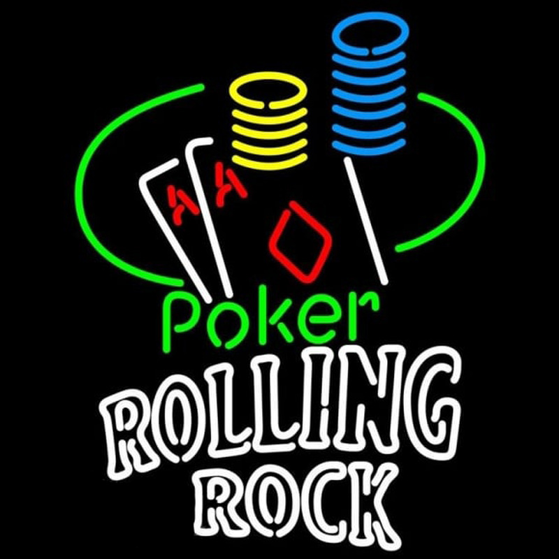 Rolling Rock Poker Ace Coin Table Beer Sign Neonreclame