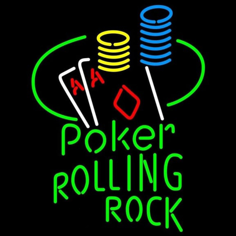 Rolling Rock Poker Ace Coin Table Beer Sign Neonreclame