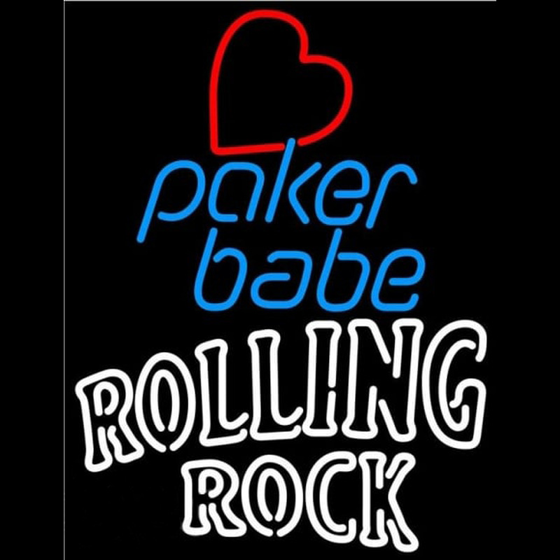 Rolling Rock Poker Girl Heart Babe Beer Sign Neonreclame