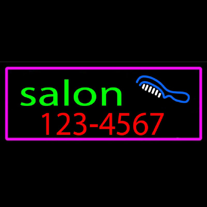 Salon With Comb And Number Neonreclame