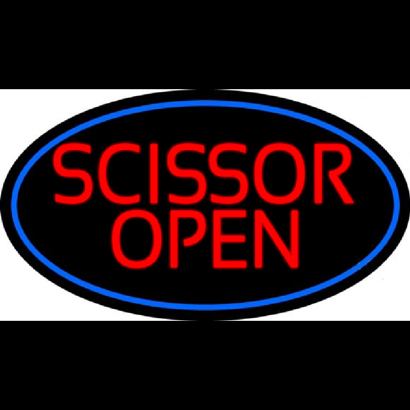 Scissor Open With Blue Border Neonreclame