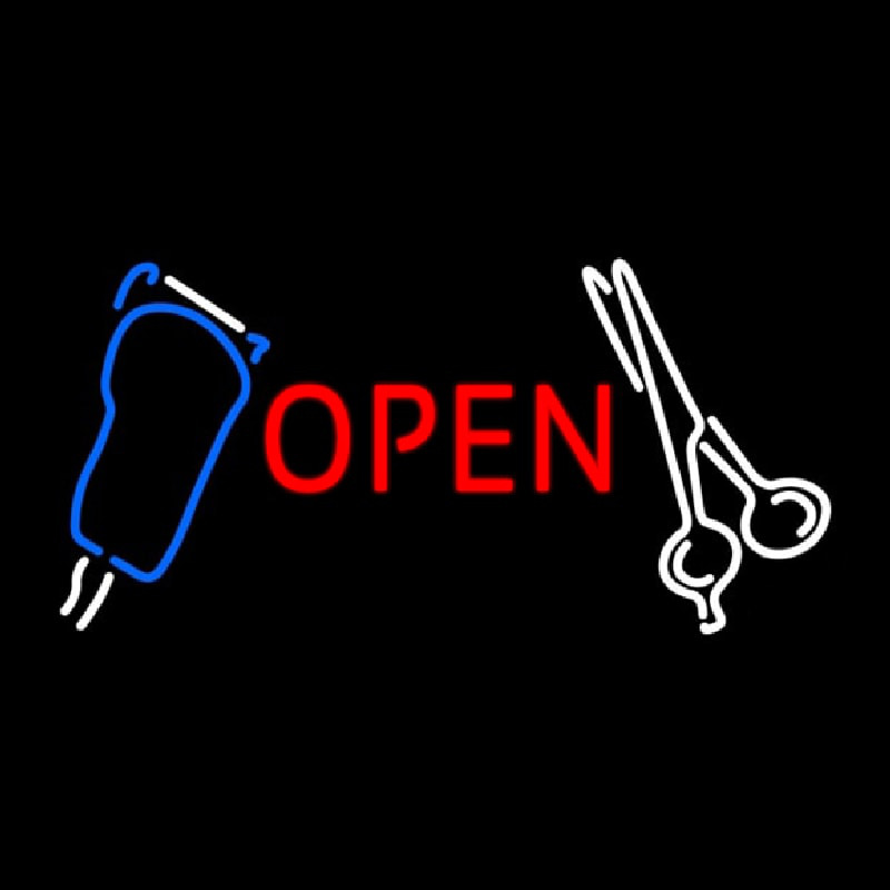 Scissor With Clipper Logo Open Neonreclame