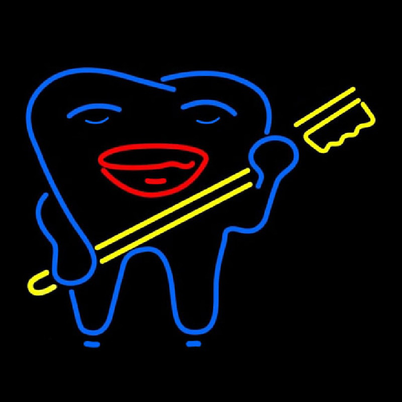 Smiley Teeth With Tooth Brush Dentist Neonreclame