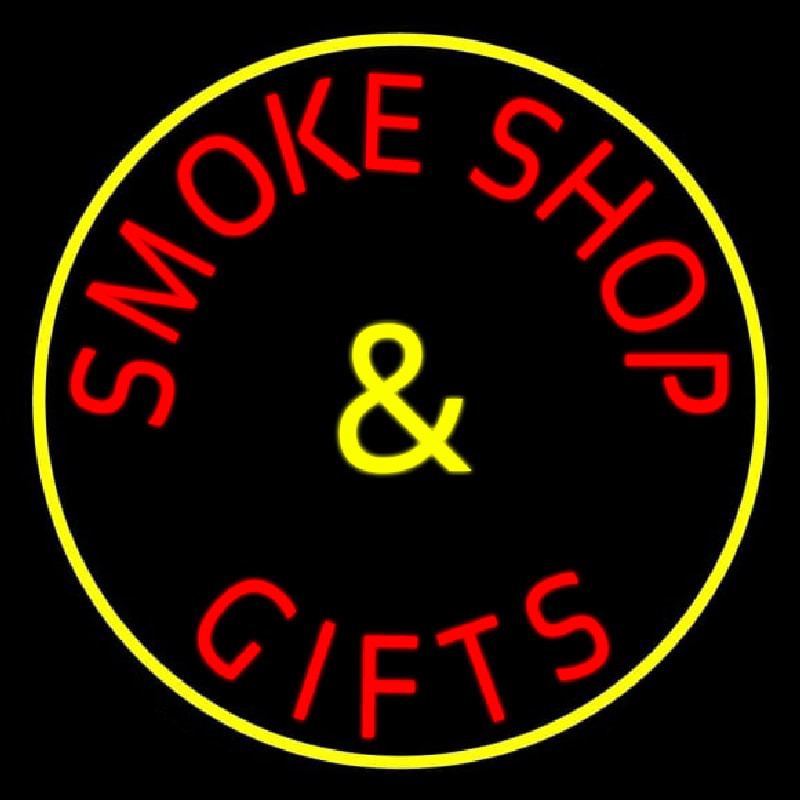 Smoke Shop And Gifts With Yellow Border Neonreclame