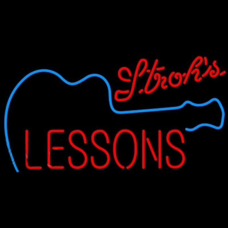 Strohs Guitar Lessons Beer Sign Neonreclame